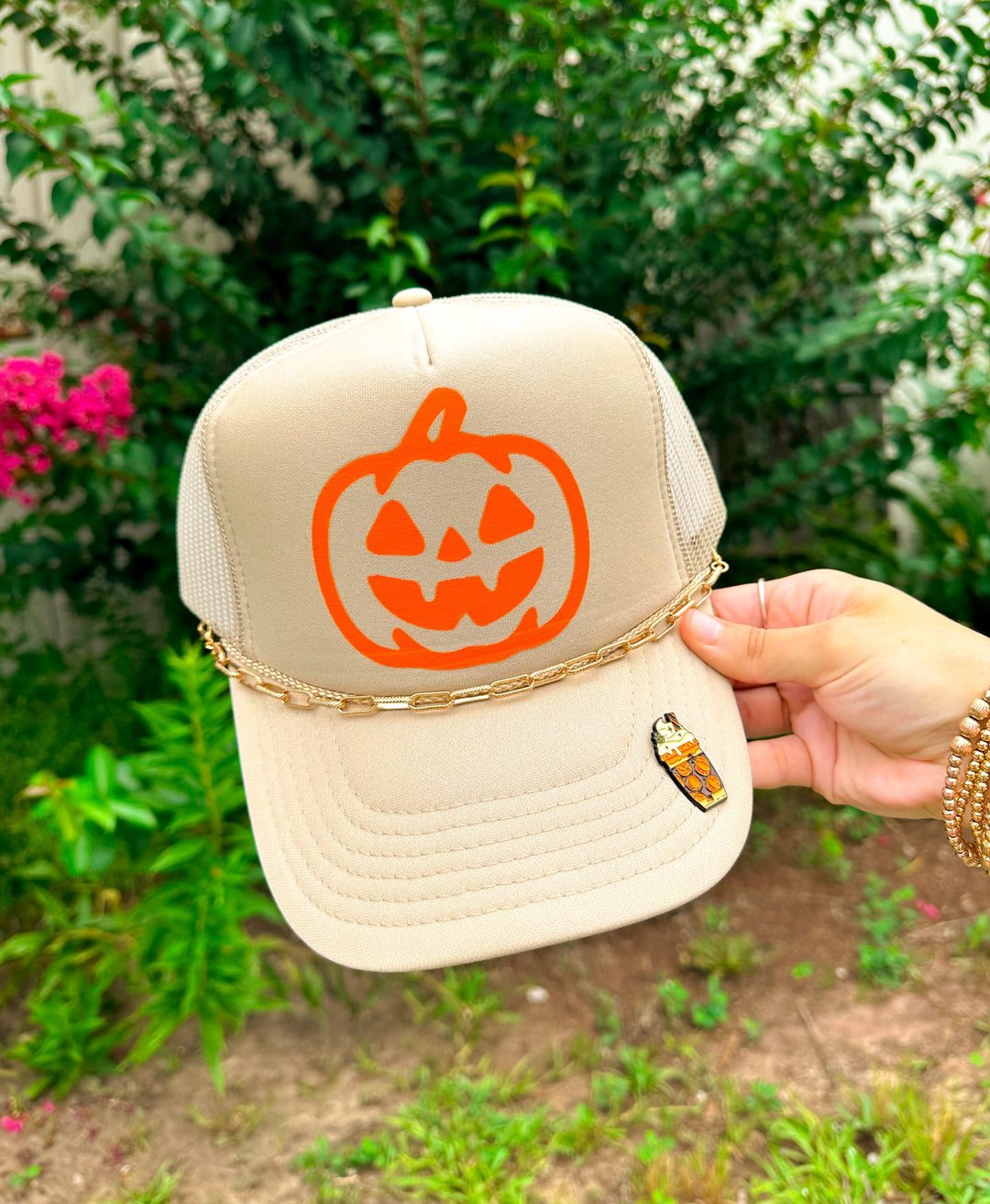 Pumpkin (orange) Khaki Trucker Hat