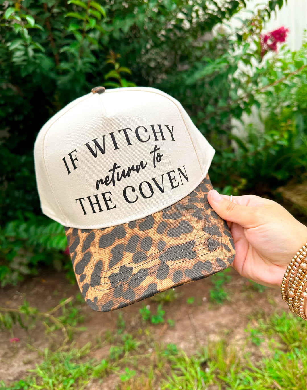 If Witchy Return To The Coven DARK Washed Leopard Canvas Trucker