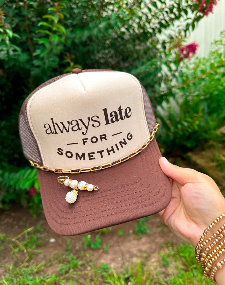Always Late For Something Tan/Brown Trucker Hat