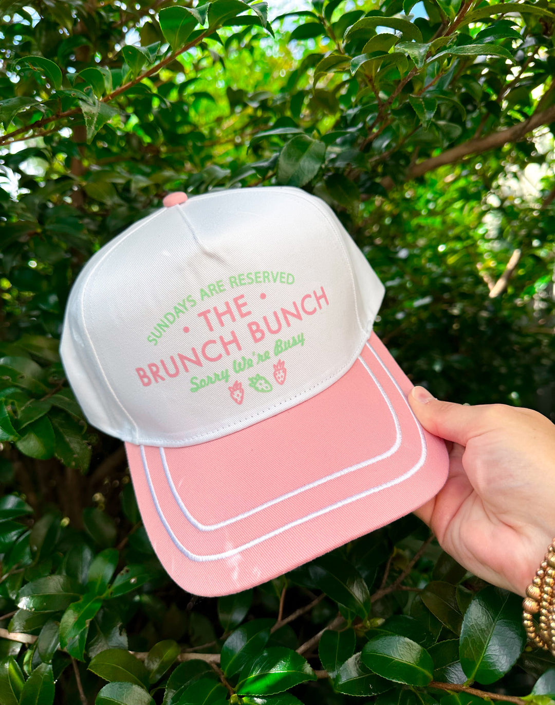 Brunch Bunch White/Light Pink Canvas Trucker Hat