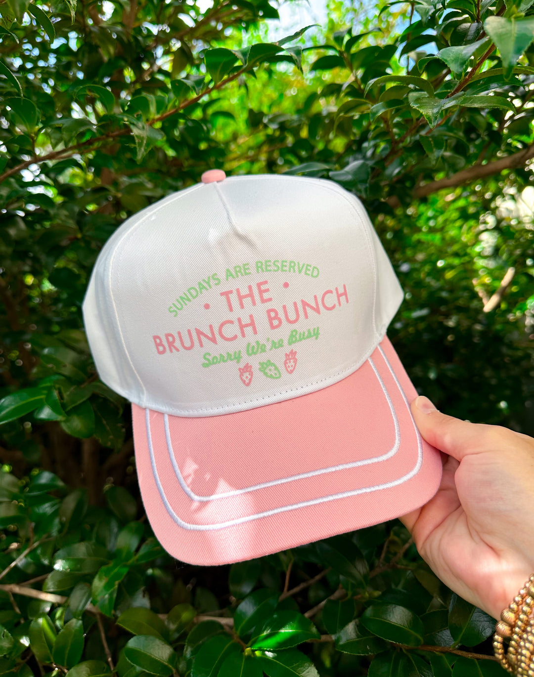 Brunch Bunch White/Light Pink Canvas Trucker Hat