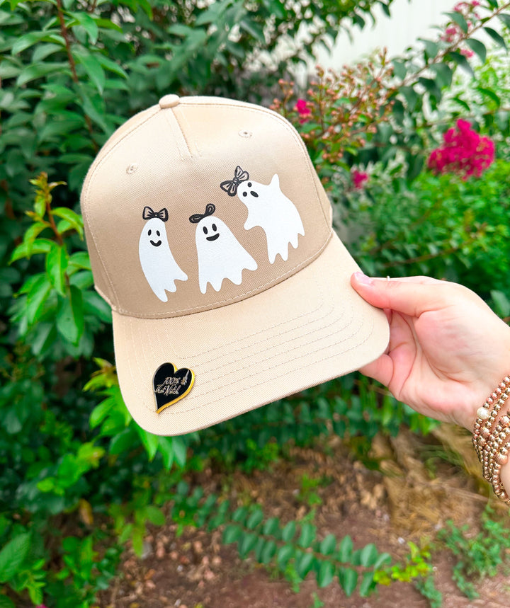 Girly Ghost Trio Tan Canvas Trucker