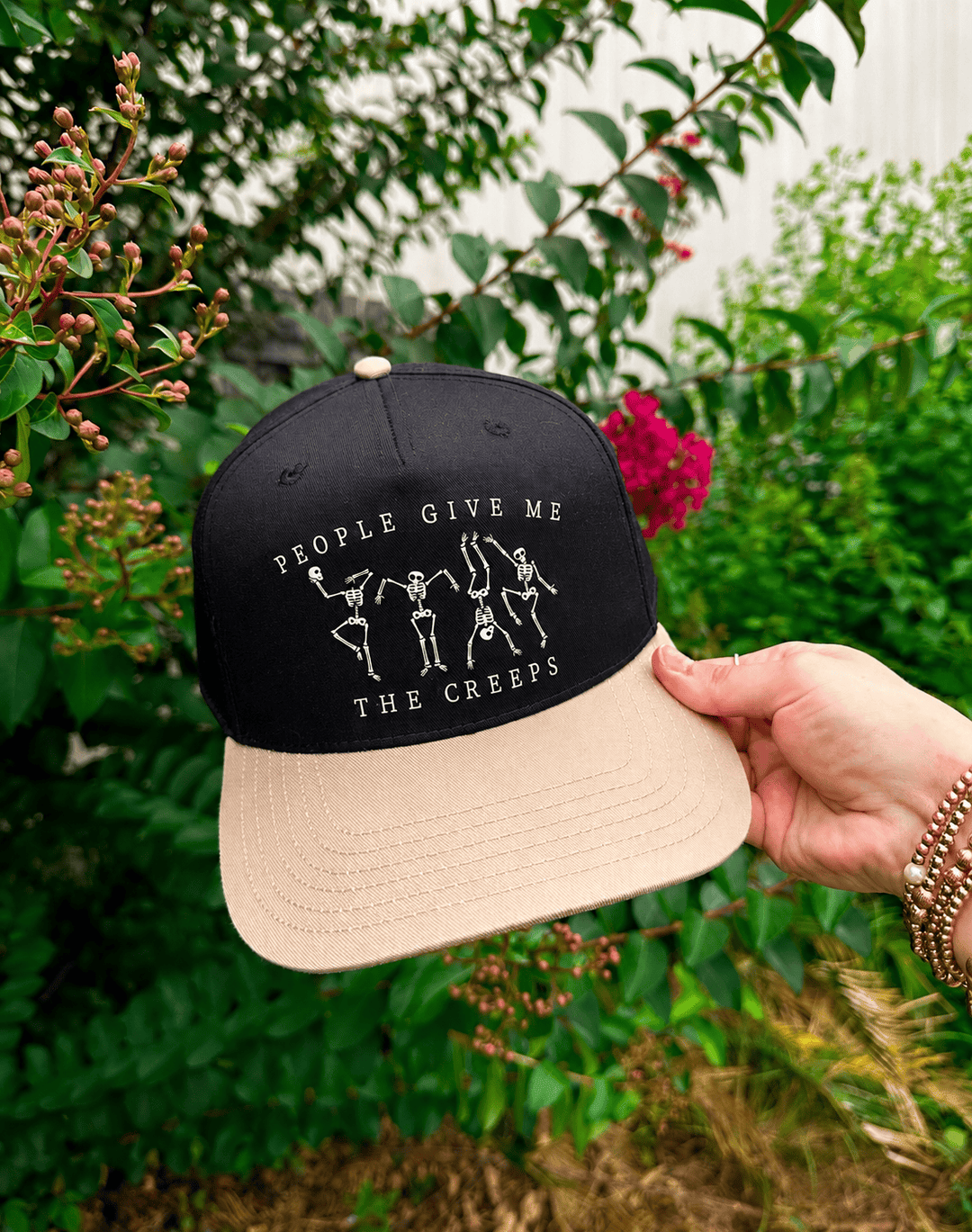 People Give Me The Creeps Black/Tan Canvas Trucker