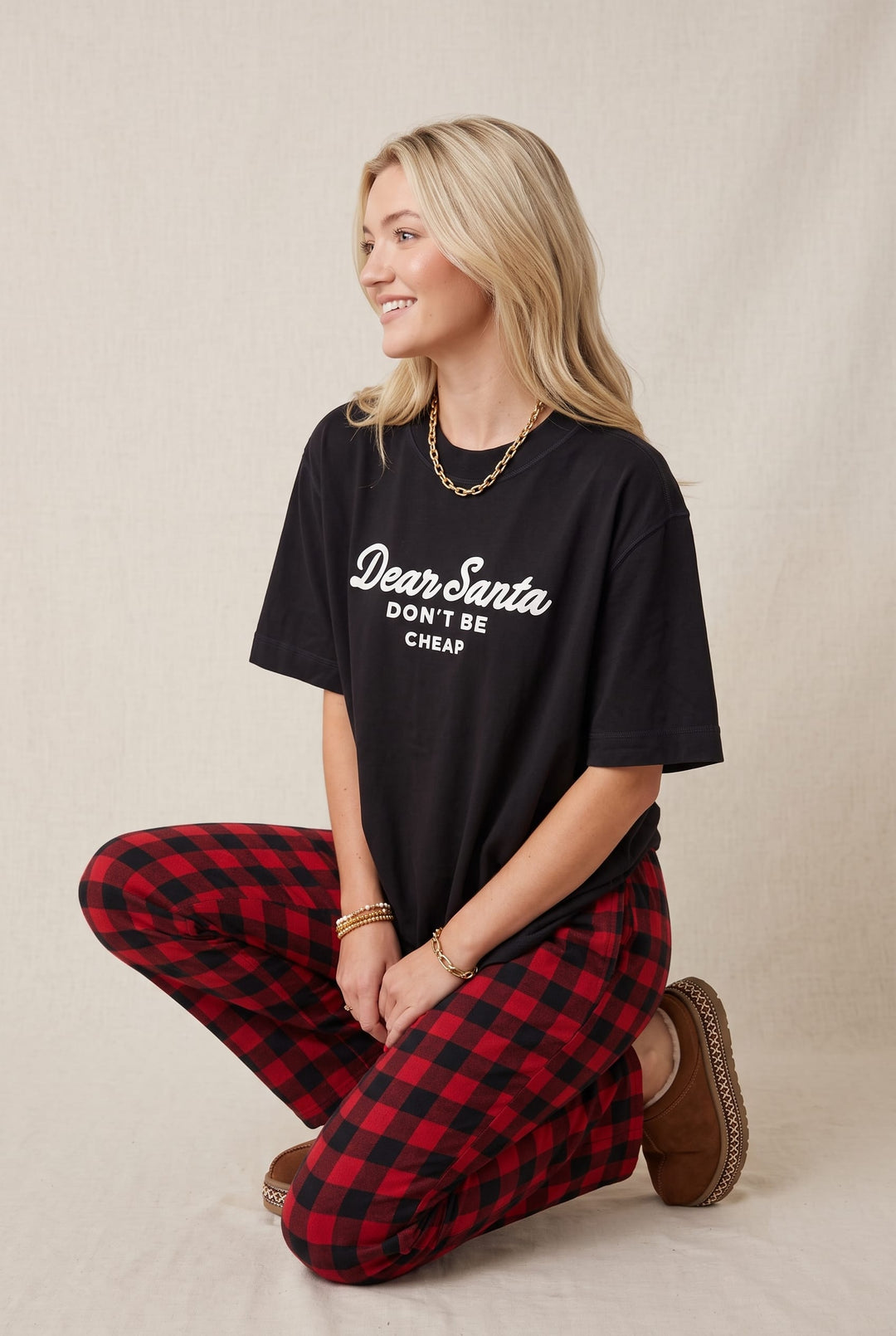Santa Don't Be Cheap Black Boxy Tee