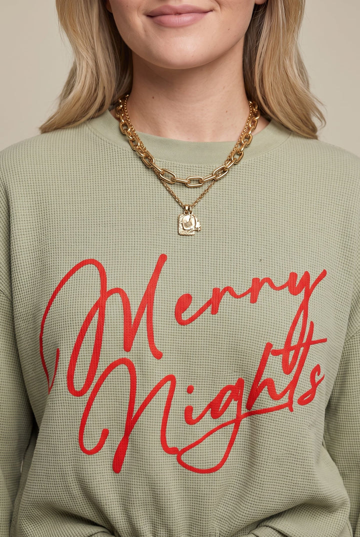 Merry Nights Waffle Sweater
