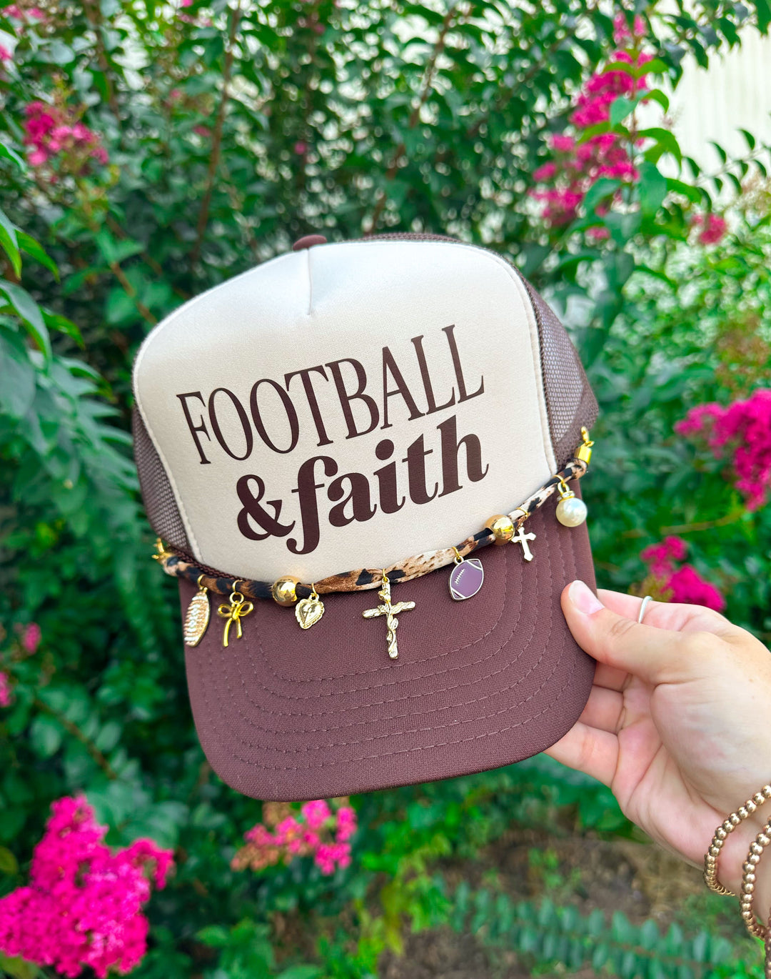 Football and Faith Tan/Brown Trucker