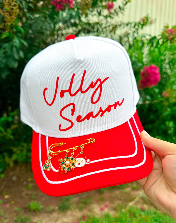 Jolly Season White/Red Canvas Trucker