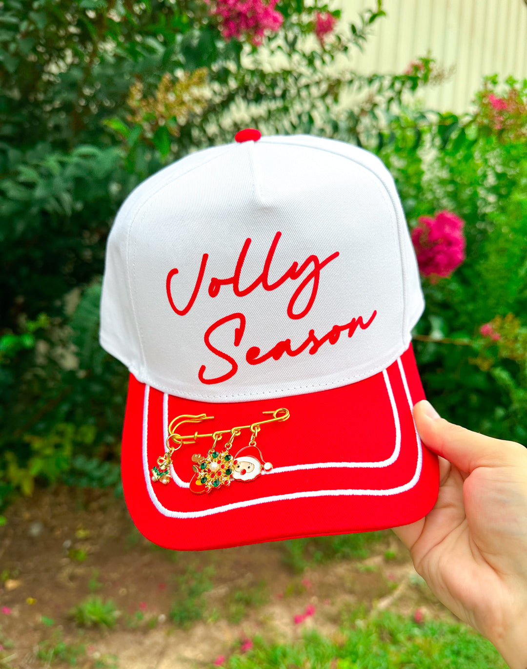 Jolly Season White/Red Canvas Trucker