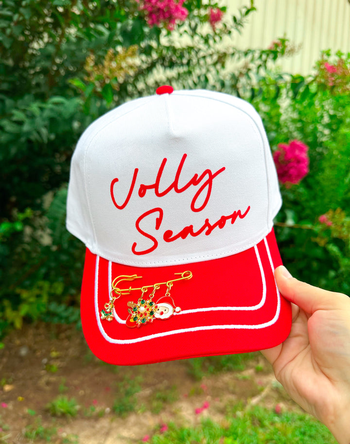 Jolly Season White/Red Canvas Trucker