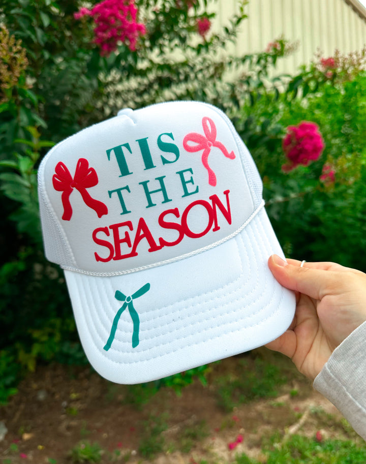 Tis The Season Bows White Trucker Hat