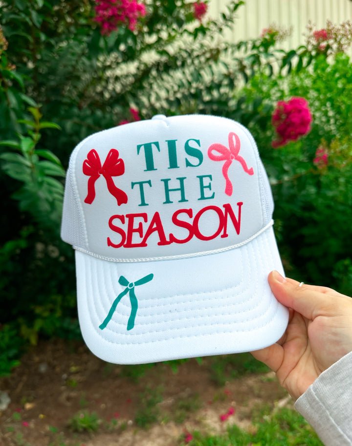 Tis The Season Bows White Trucker Hat