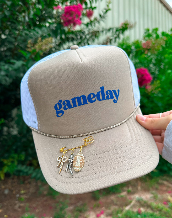 gameday (royal blue) Khaki/White Trucker Hat