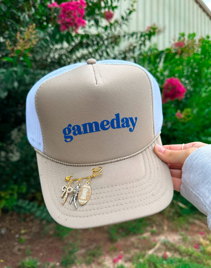 gameday (royal blue) Khaki/White Trucker Hat