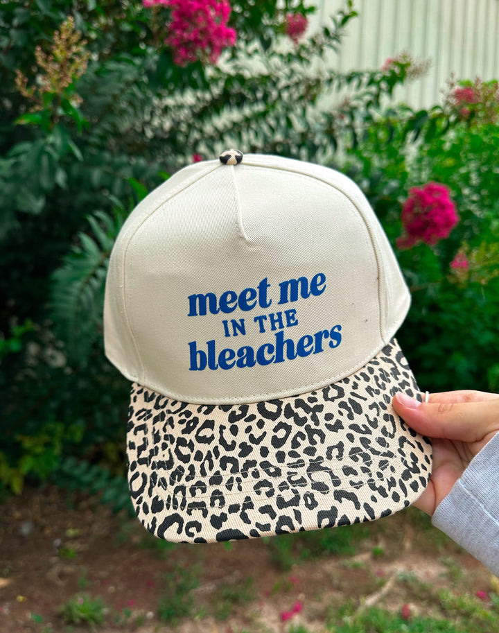 meet me in the bleachers (royal blue font) Original Leopard Canvas Trucker