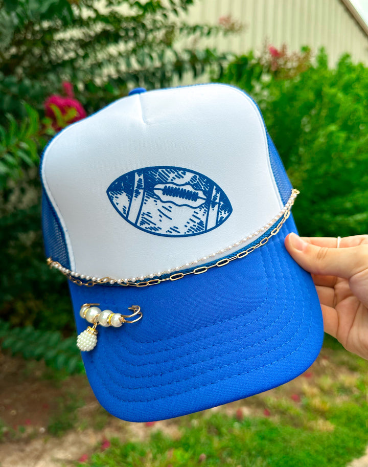 Royal Blue Football White & Royal Blue Trucker Hat
