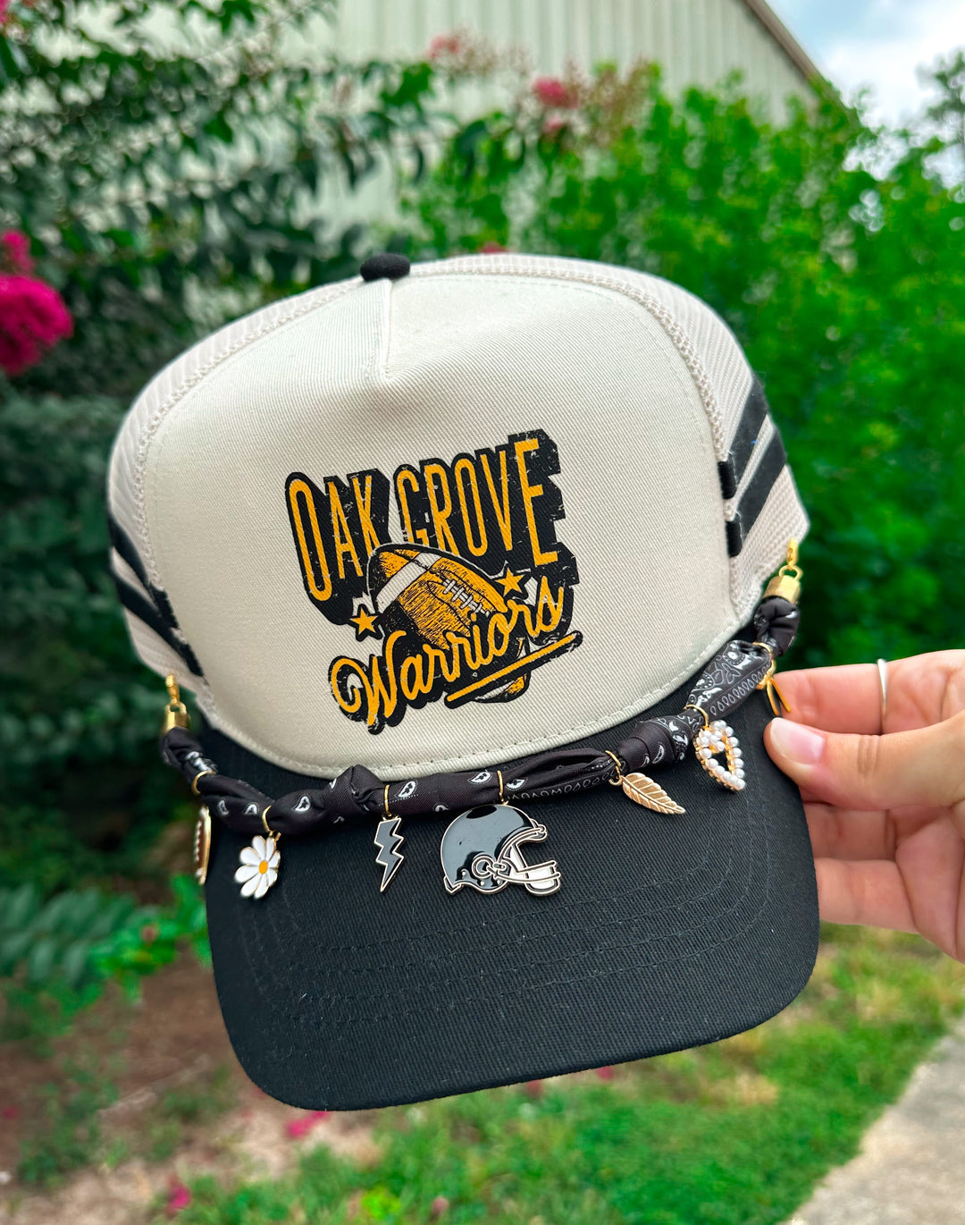 Oak Grove Warriors Black Striped Trucker