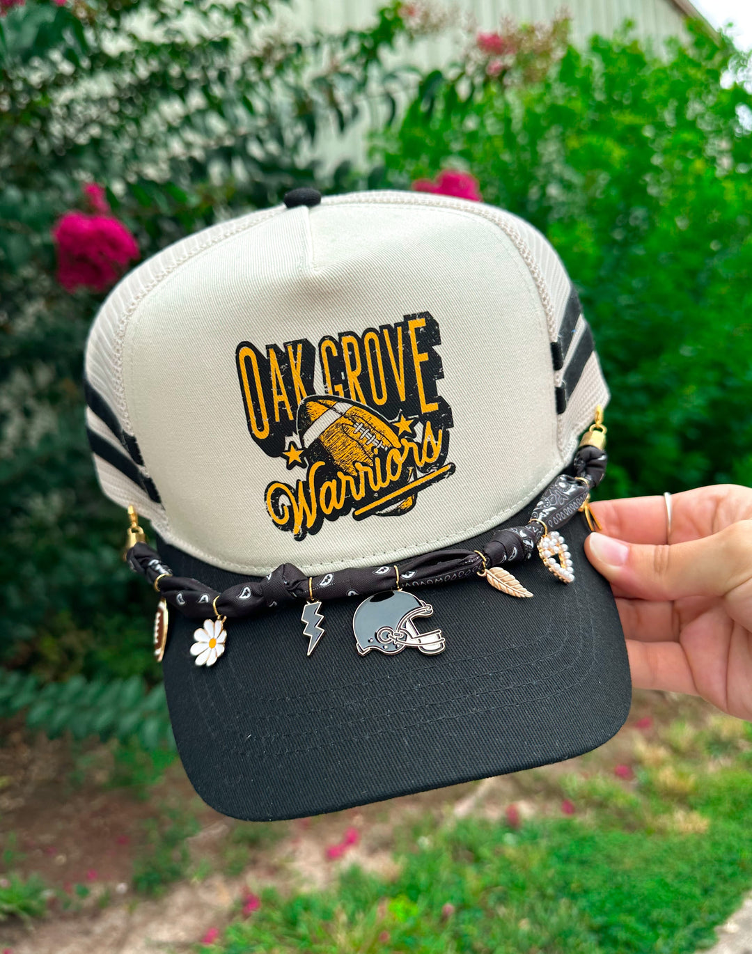 Oak Grove Warriors Black Striped Trucker