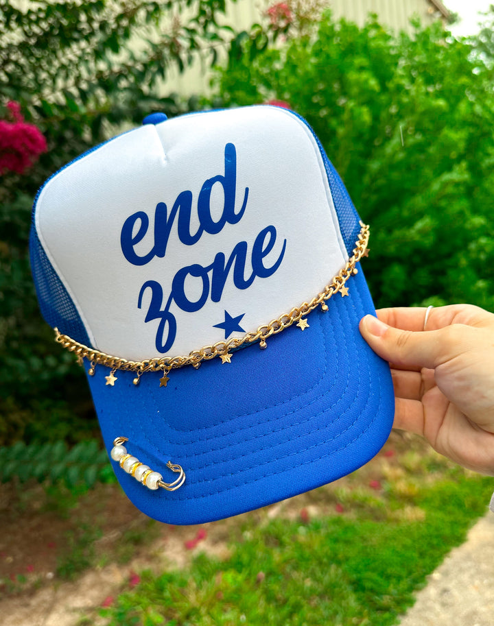 End Zone White & Royal Blue Trucker Hat