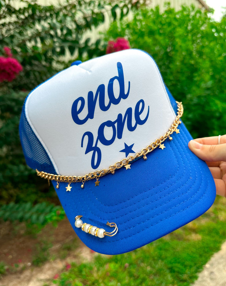 End Zone White & Royal Blue Trucker Hat