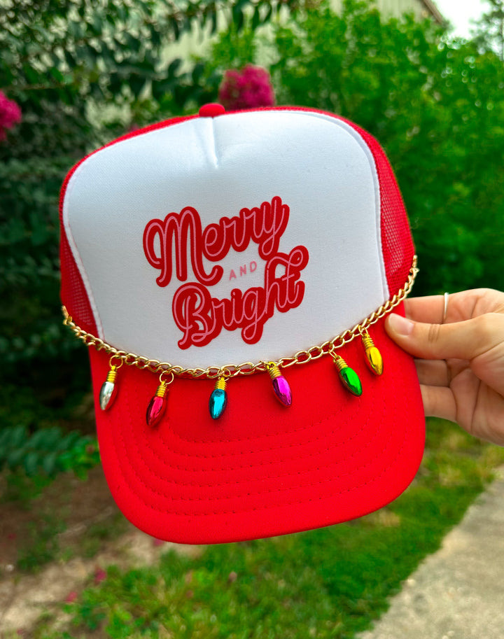 Merry & Bright White/Red Trucker