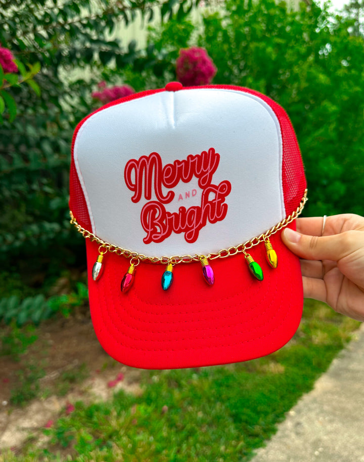 Merry & Bright White/Red Trucker