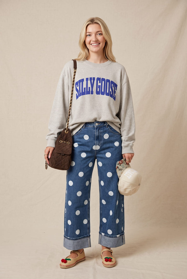 Silly Goose Oatmeal Knit Sweatshirt