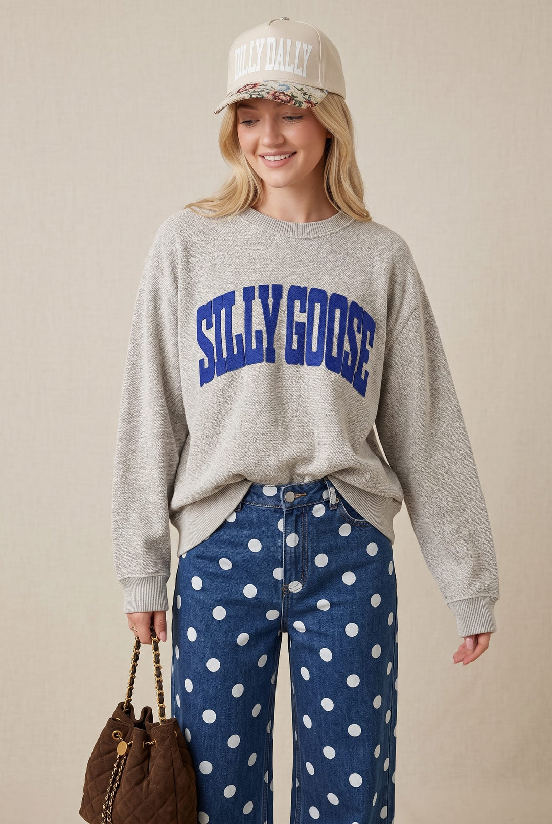Silly Goose Oatmeal Knit Sweatshirt