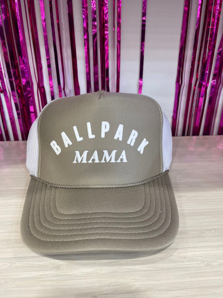 Ballpark Mama Tan Trucker Hat