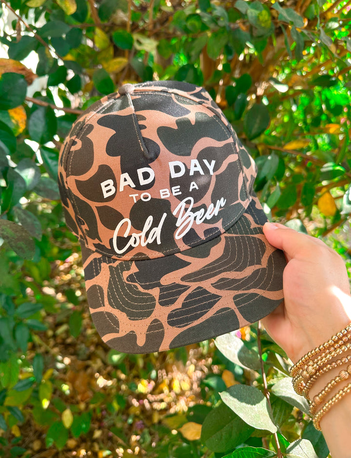 Bad Day To Be A Cold Beer Duck Camo Canvas Trucker