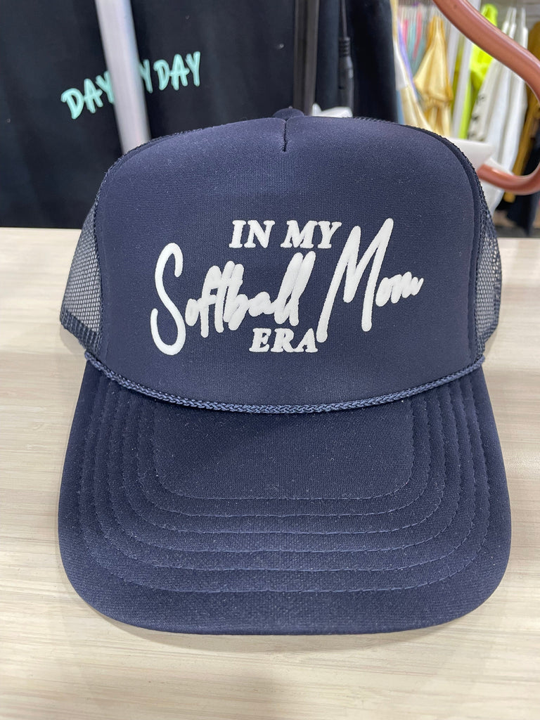 In My Softball Mom Era Navy Trucker Hat