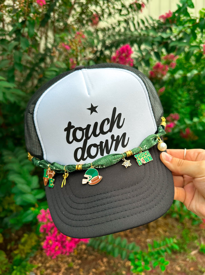 Touchdown White/Black Trucker Hat (multiple scarf color options)