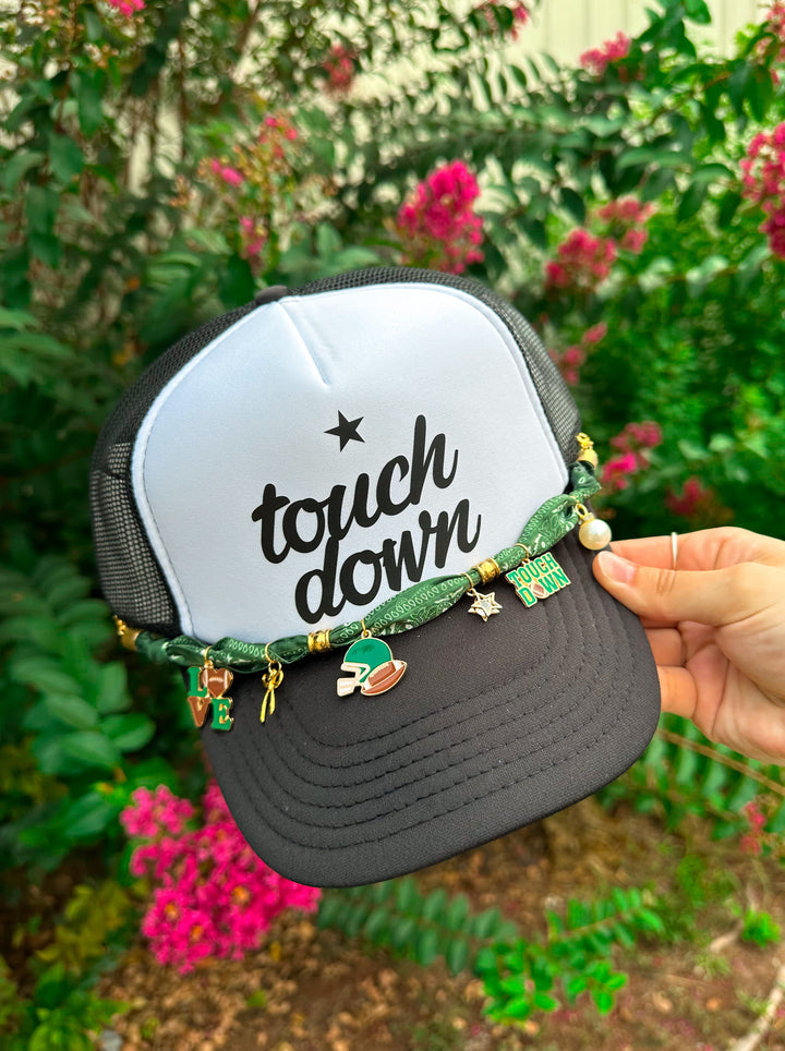 Touchdown White/Black Trucker Hat (multiple scarf color options)
