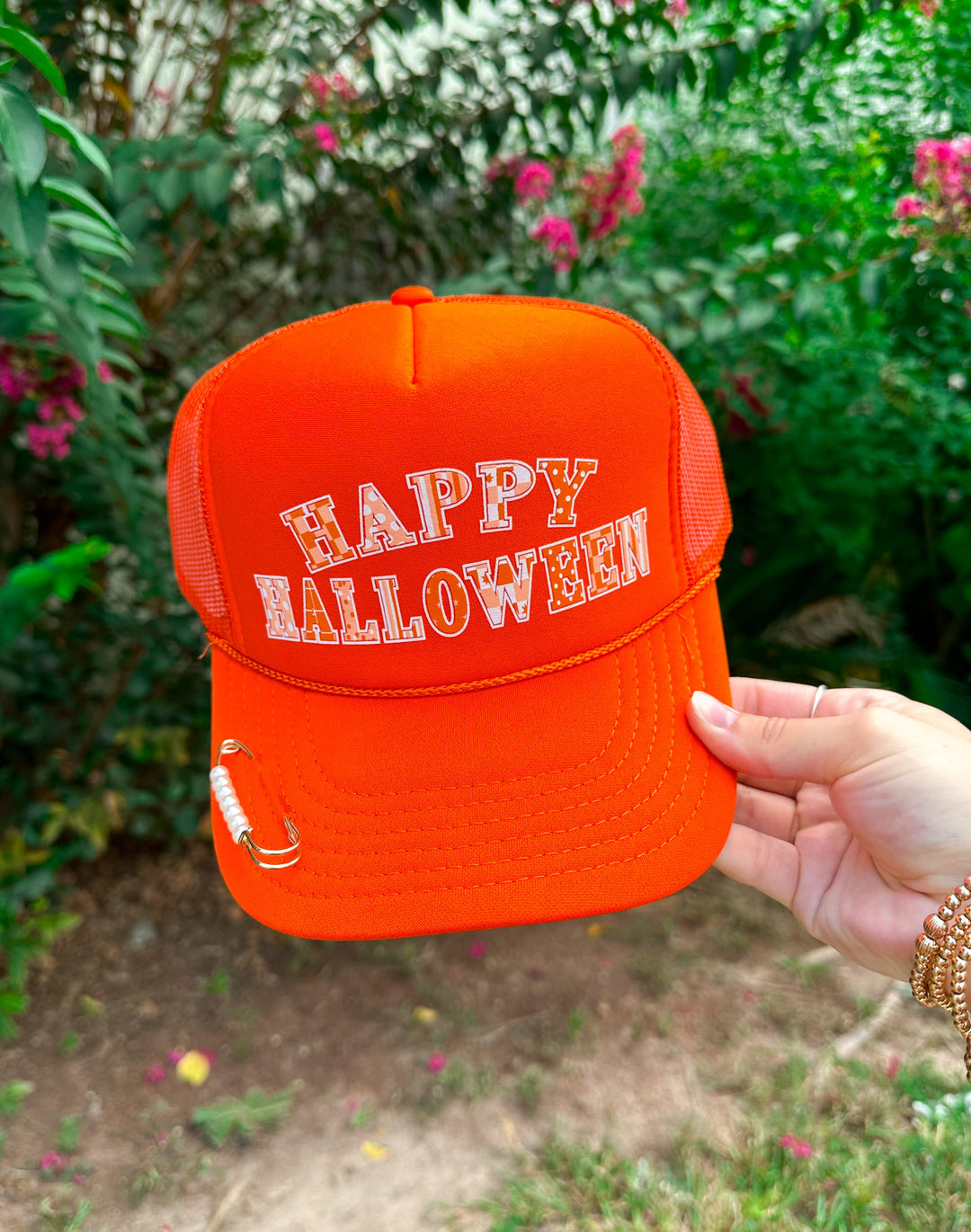 Happy Halloween Rustic Orange Trucker Hat