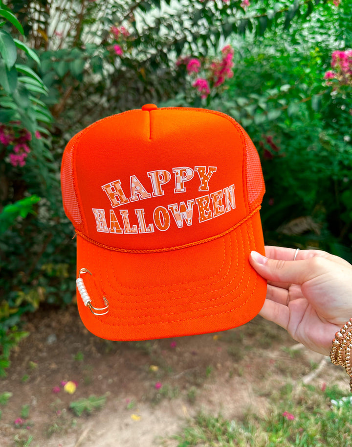 Happy Halloween Rustic Orange Trucker Hat