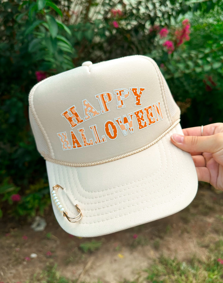 Happy Halloween Cream Trucker Hat