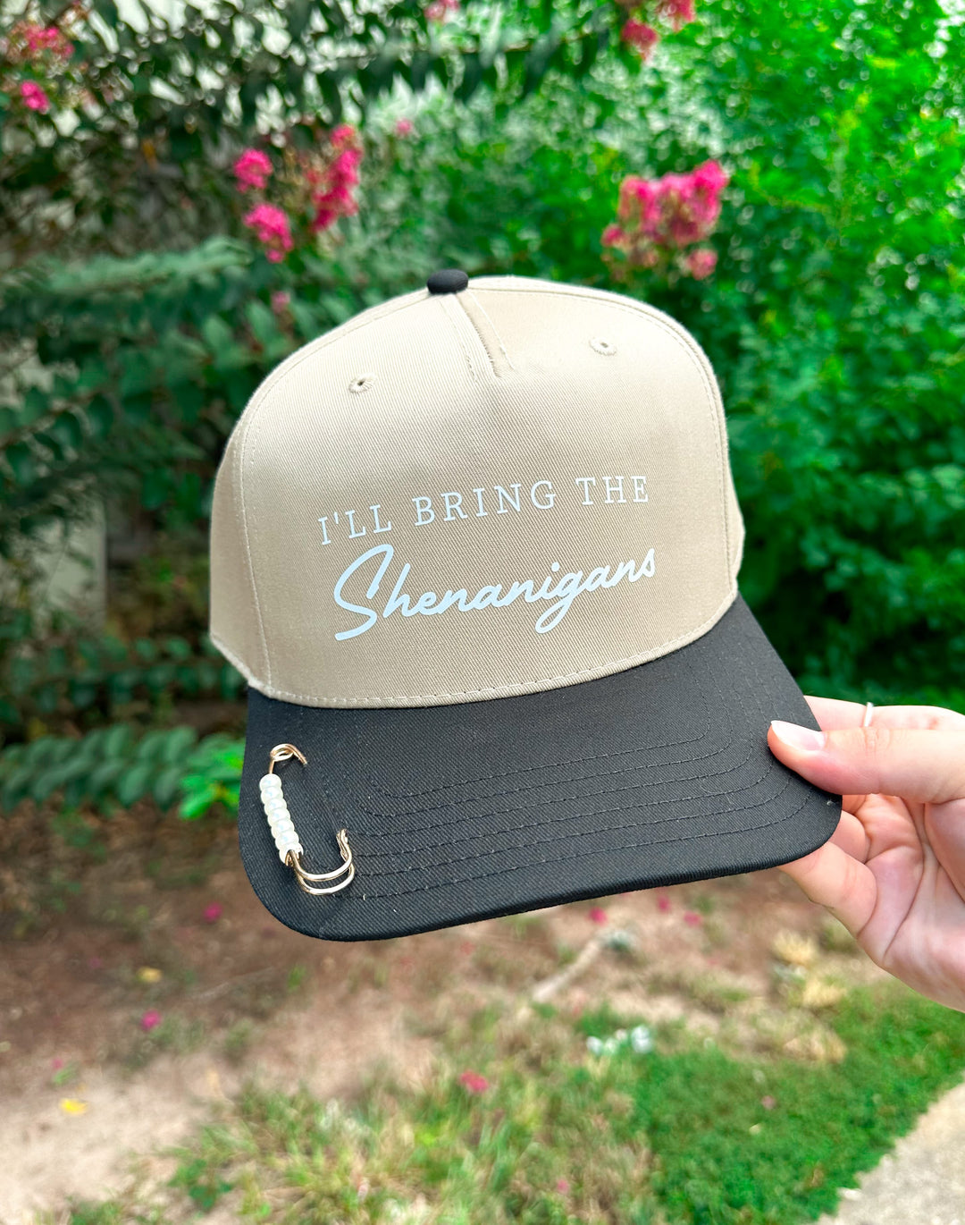 Bring The Shenanigans Tan/Black Canvas Trucker Hat