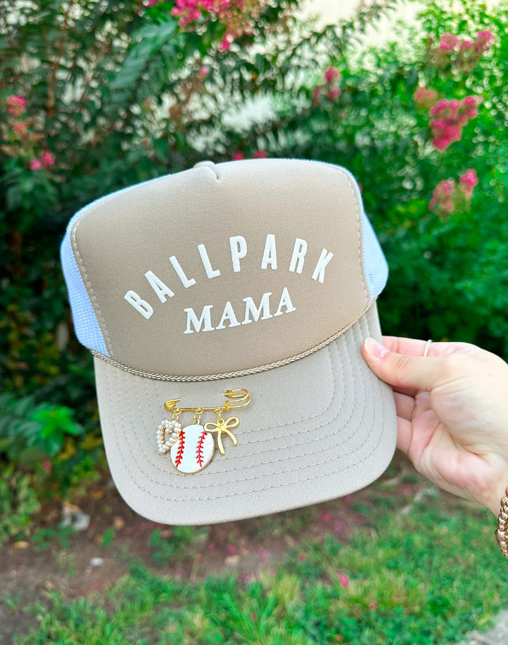Ballpark Mama Khaki/White Trucker Hat
