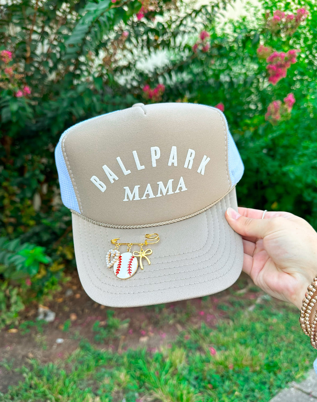 Ballpark Mama Khaki/White Trucker Hat