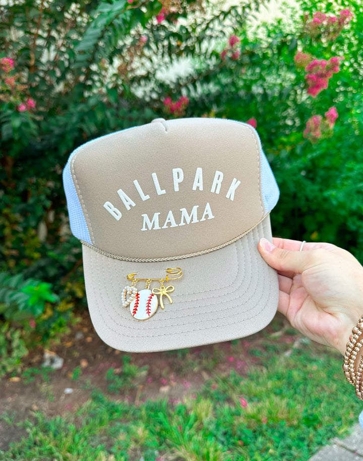 Ballpark Mama Khaki/White Trucker Hat
