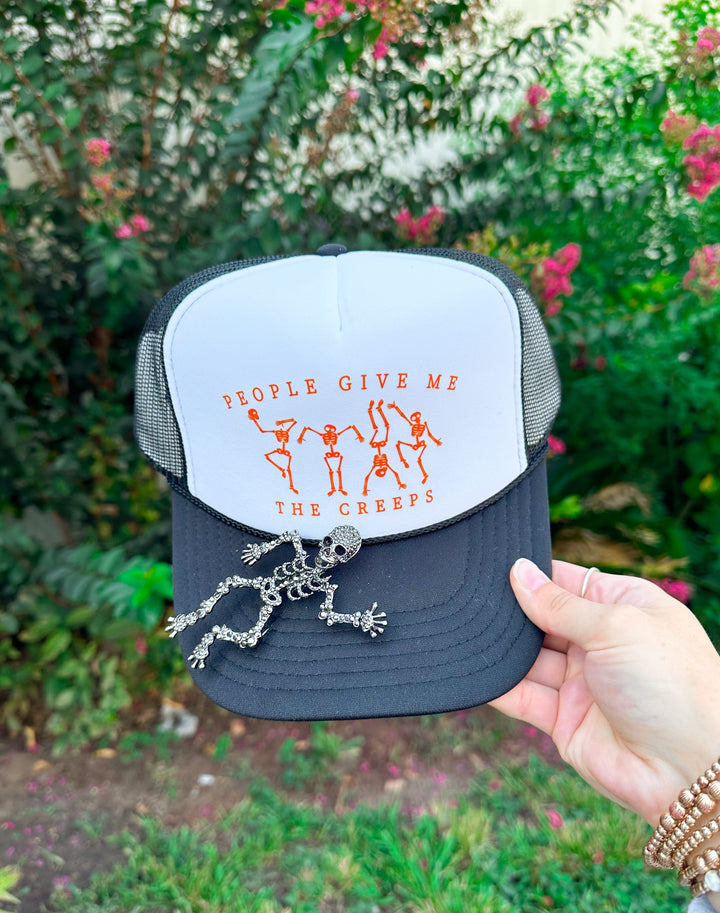 People Give Me The Creeps (orange) White/Black Trucker