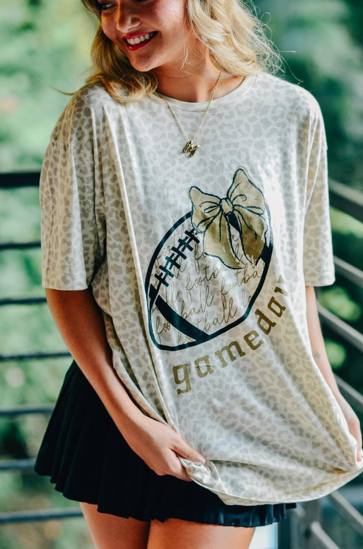 Gameday Football Leopard Tee