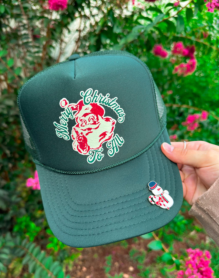 Vintage Santa Dark Green Trucker Hat