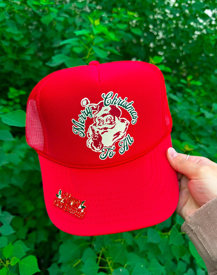 Vintage Santa Red Trucker Hat