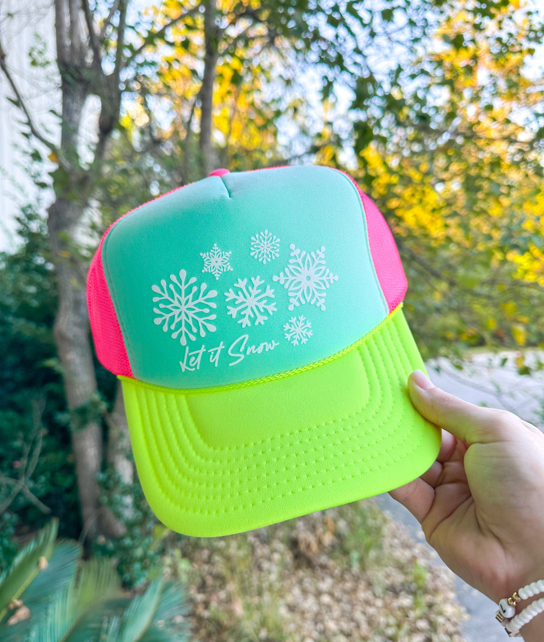 Let It Snow Multi Trucker Hat (Mint)