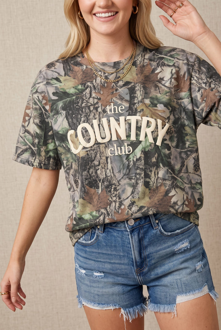 Country Club Vintage Wood Camo Heavy Tee