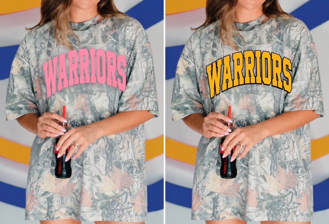 Warriors Big Arch Vintage Camo tee