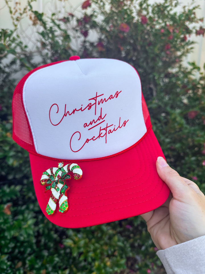 Christmas And Cocktails Red/White Trucker