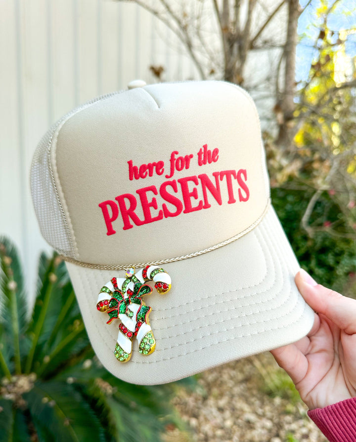 Here for the Presents Tan Trucker Hat