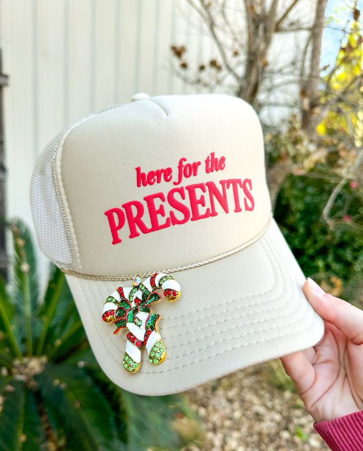Here for the Presents Tan Trucker Hat