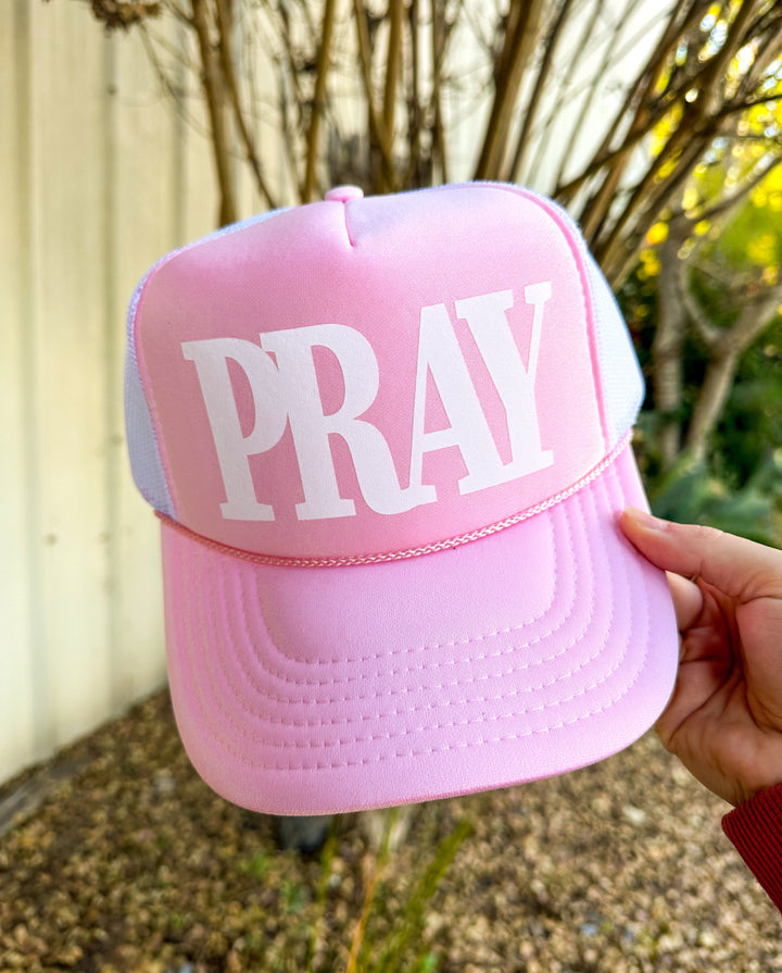 PRAY Light Pink/White Trucker Hat